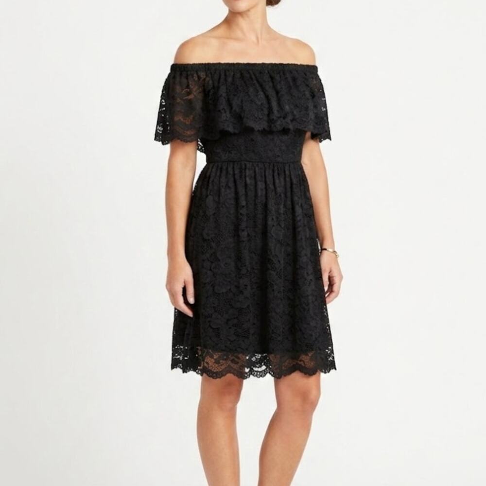 Francesca's Black Off the Shoulder Lace Mini Dress XS Cocktail Dress